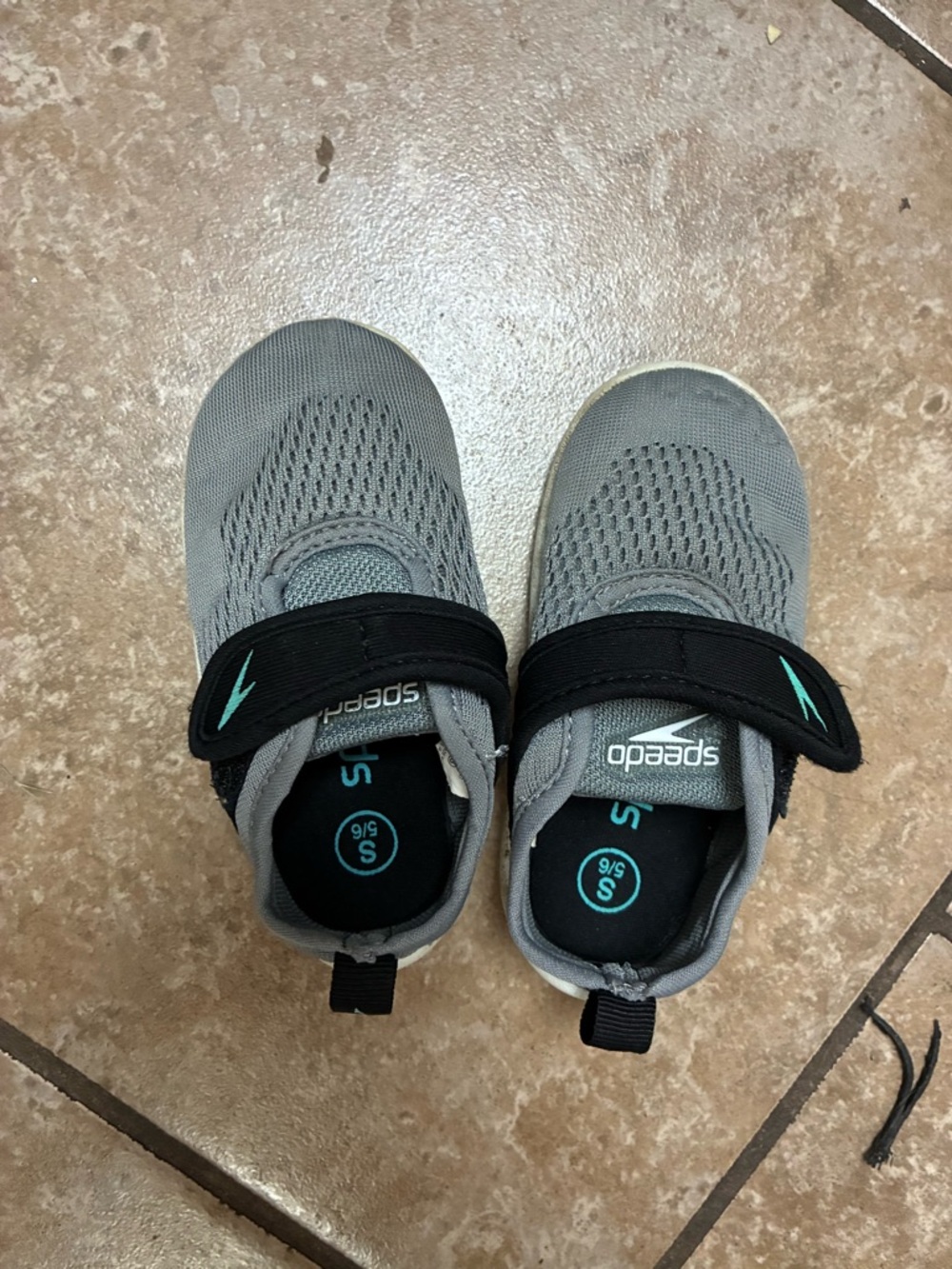 Speedo Kids' Gray Slip-On Water Shoes with Black Strap